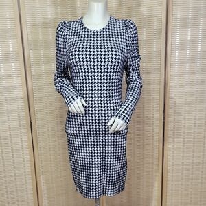 Who What Wear Monochrome Houndstooth Dress